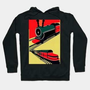 POPART COMIC STYLE RED AND YELLOW STEAM TRAIN Hoodie